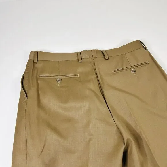 Chaps 40R Suit 32x28 Flat Front Beige 100% Wool Two Button Lined Vented